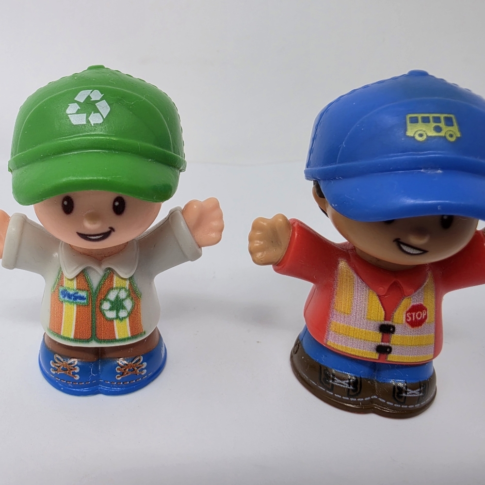 Fisher Price Little People Boys Green Blue Hat Lot of 2
